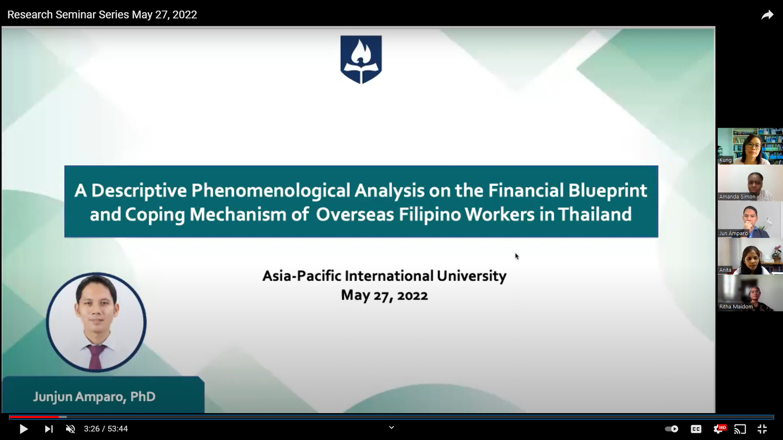 A Descriptive Phenomenological Analysis on the Financial Blueprint and Coping Mechanism of Overseas Filipino Workers in Thailand