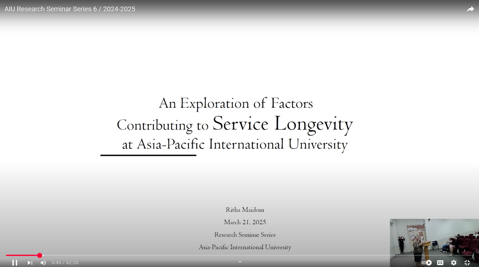 An Exploration of Factors Contributing to Service Longevity At Asia-Pacific International University