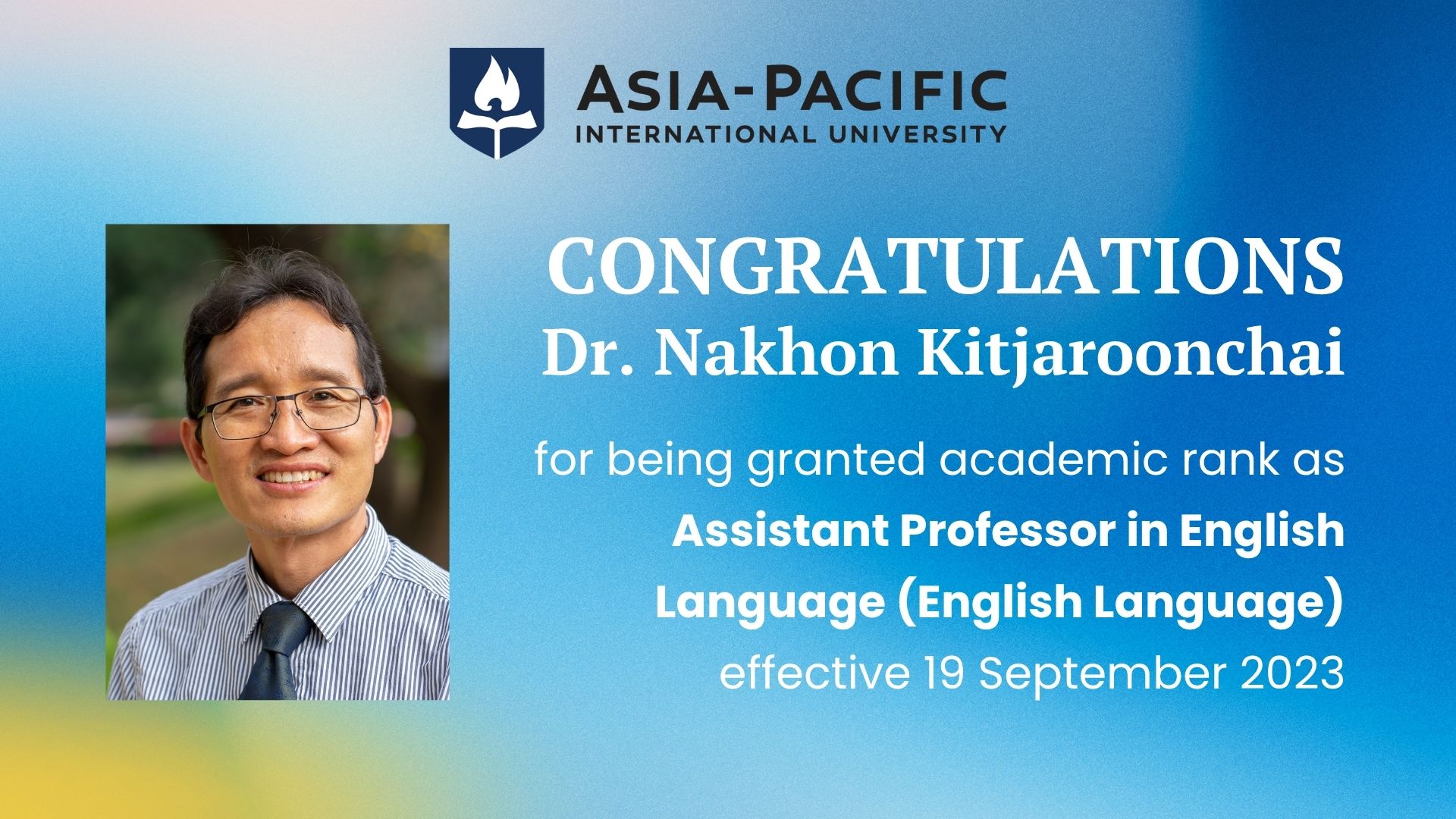 Congrats Academic Rank (Dr. Nakhon Kitjaroonchai) Congrats Academic Rank (Dr. Petcharat Eiamlaor)